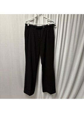 Willi Smith Black Dress Pants Womens Size 10 Belt Straight Leg Trousers NEW